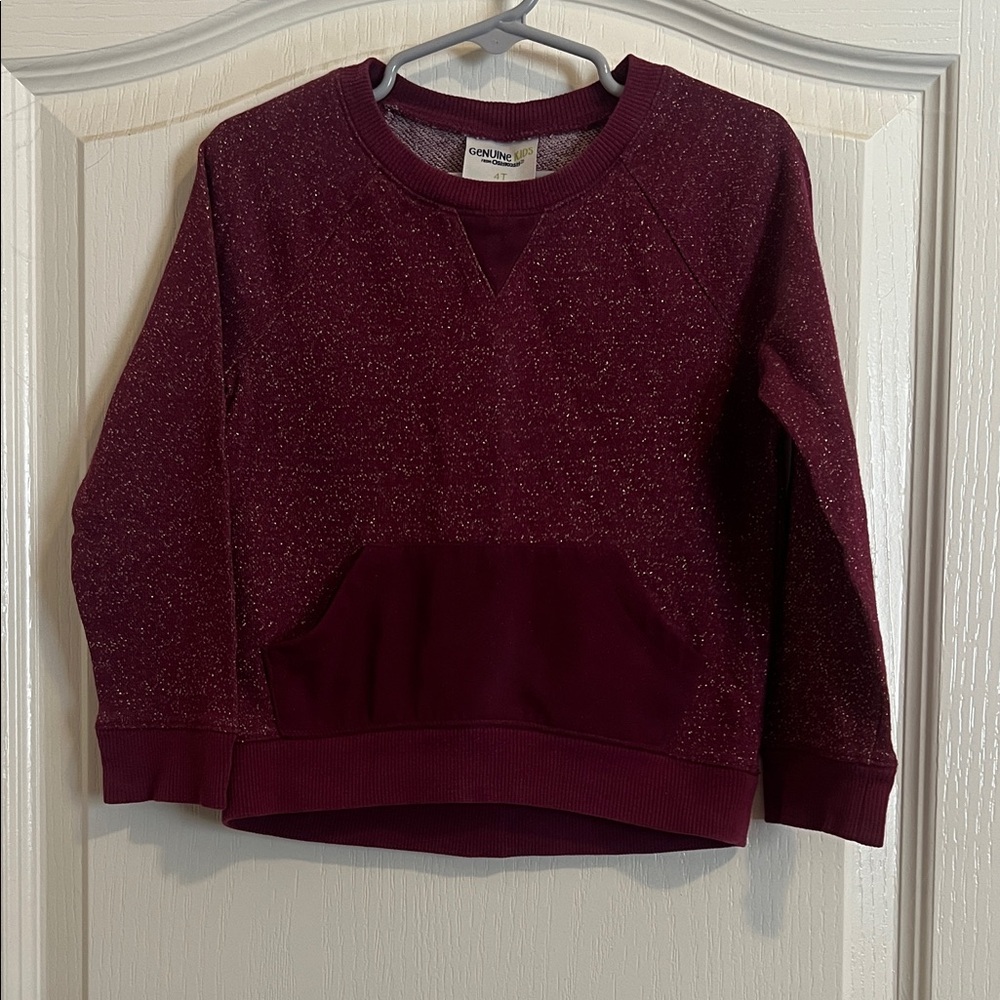 Genuine Kids by OshKosh burgundy glitter pullover sweater Girls 4T